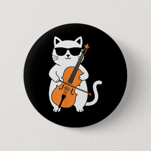 Macaron Rond 5 Cm Chat violoncelliste jouant du violoncelle Musicien