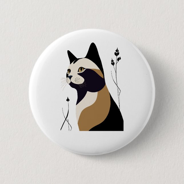 Macaron Rond 5 Cm Chat Whimsical (Devant)