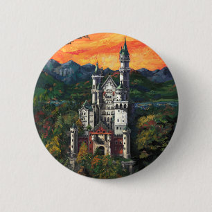 Macaron Rond 5 Cm Château Schloss Neuschwanstein