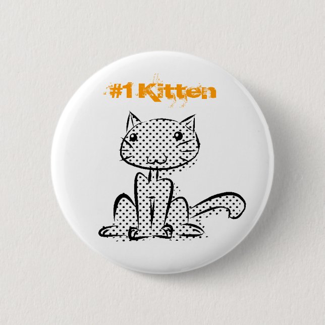 Macaron Rond 5 Cm Chaton #1 se reposant (Devant)