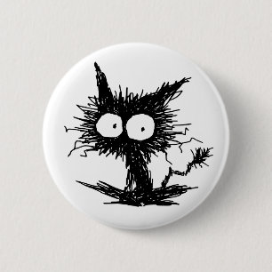 Macaron Rond 5 Cm Chaton mal peigné noir GabiGabi
