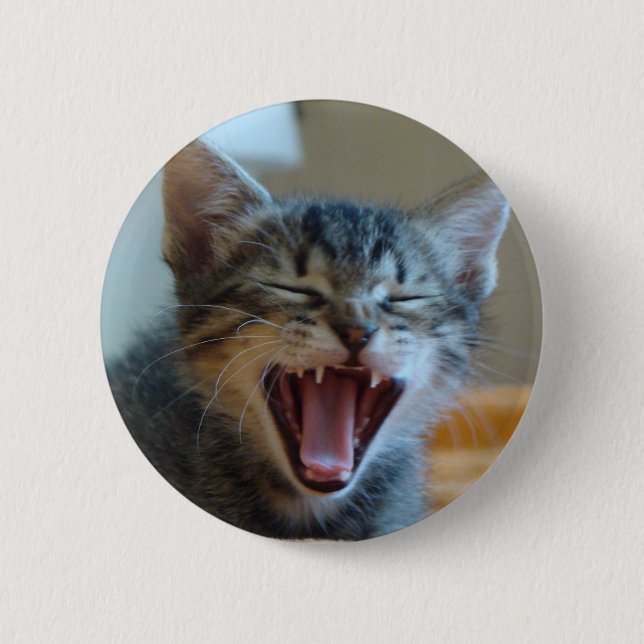 Macaron Rond 5 Cm Chaton riant (Devant)