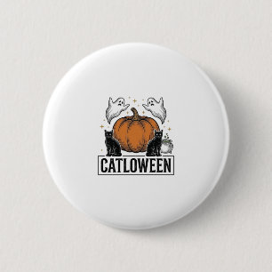 Macaron Rond 5 Cm Chatoween Chat Noir Fantôme Halloween Conception V