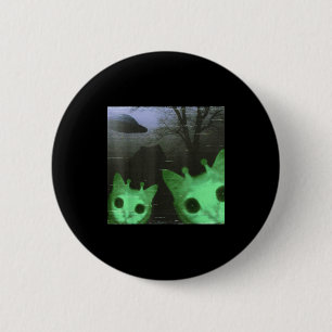 Macaron Rond 5 Cm Chats Aliens Ufo Drôle Effrayant Mème De Chat Pour