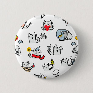 Macaron Rond 5 Cm Chats amusants, lait et magie.