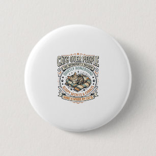 Macaron Rond 5 Cm Chats avant les gens Chat Introverti Anti Social V