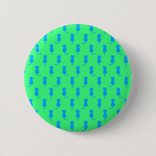 Macaron Rond 5 Cm Chats bleus fantaisistes Fun Forever Lime vert