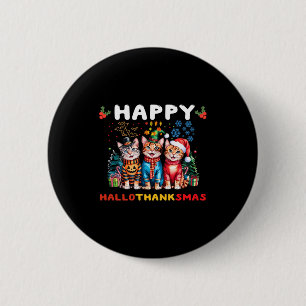 Macaron Rond 5 Cm Chats de Hallothanksmas joyeux Halloween Thanksgiv
