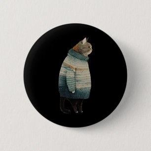 Macaron Rond 5 Cm Chats de Noël Fun Kitts Animaux Gris Gris Chat En