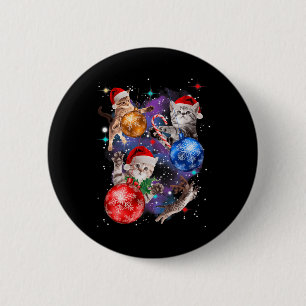 Macaron Rond 5 Cm Chats de Noël mignons dans l'espace ornements Grap