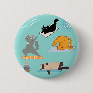 Macaron Rond 5 Cm Chats Drôle Au Yoga