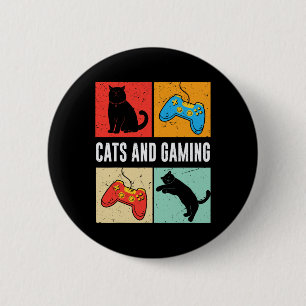 Macaron Rond 5 Cm Chats et jeux pour le joueur de jeu vidéo amateur 