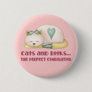 Macaron Rond 5 Cm Chats et T-shirt mignons de livres