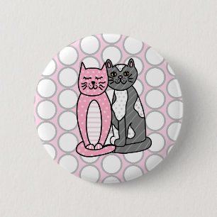 Macaron Rond 5 Cm Chats Kitty Roses et Grey Cute Cute  
