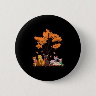 Macaron Rond 5 Cm Chats mignons Automne Saison d'automne Maple Leaf 