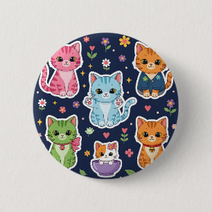 Macaron Rond 5 Cm Chats mignons Kawaii Neko Kitten drôle Cadeau d'am