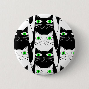 Macaron Rond 5 Cm Chats noirs et blancs