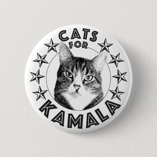 Macaron Rond 5 Cm chats pour KAMALA 2024 (Devant)
