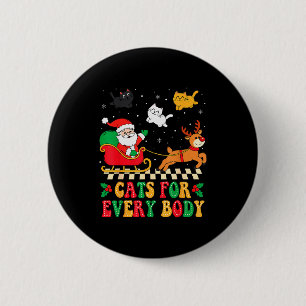 Macaron Rond 5 Cm Chats pour tout le monde Noël Chat drôle Xmas Femm
