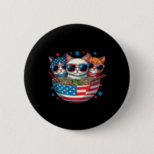 Macaron Rond 5 Cm Chats Ramen Anime Drapeau Américain Usa Funny 4th 