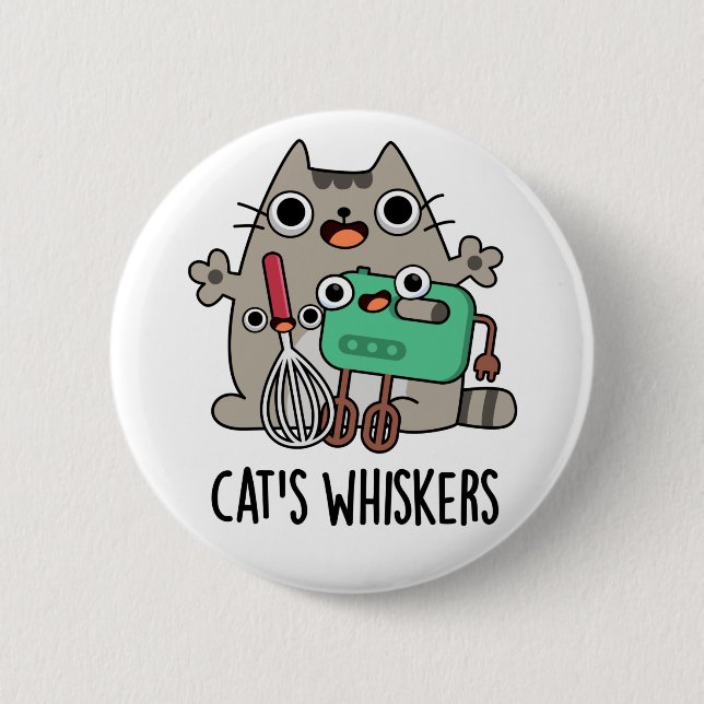 Macaron Rond 5 Cm Chat's Whiskers Funny Baking Pun (Devant)