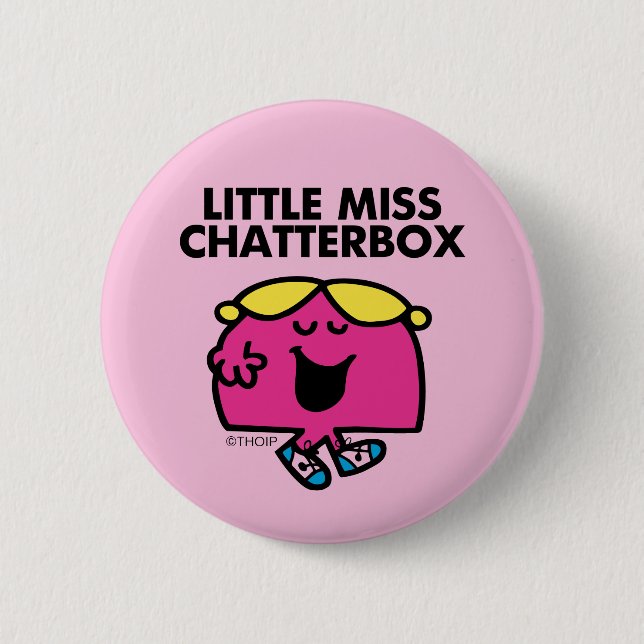 Macaron Rond 5 Cm Chatter Avec Little Miss Chatterbox (Devant)