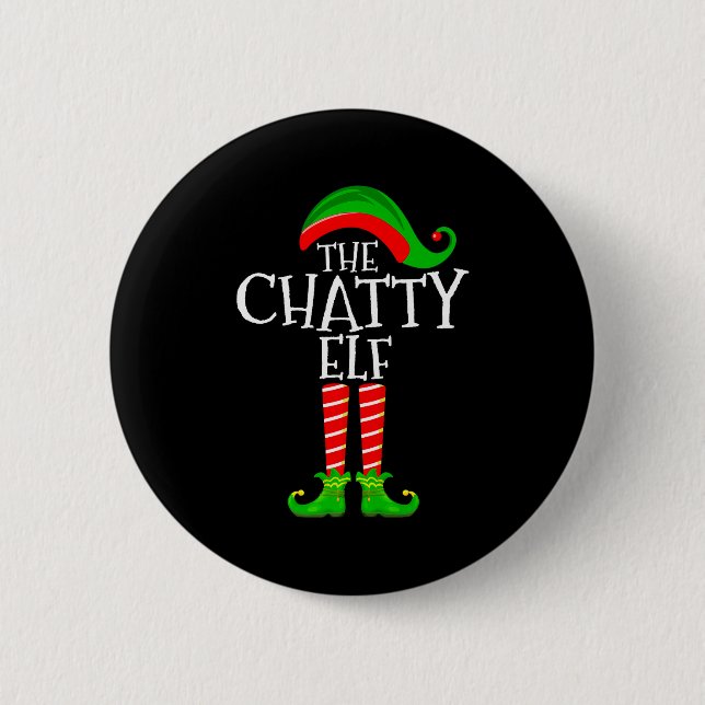 Macaron Rond 5 Cm Chatty Elf Funny Matching Family Group Christmas P (Devant)