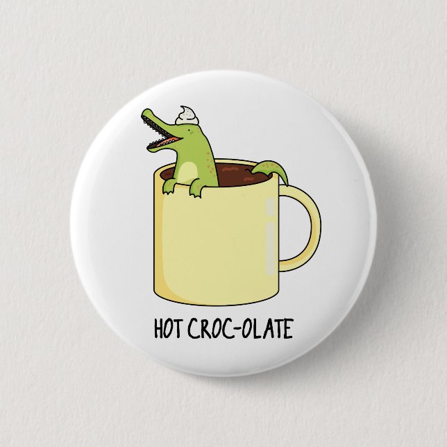 Macaron Rond 5 Cm Chaud Croc-colate Funny Crocodile Pun (Devant)