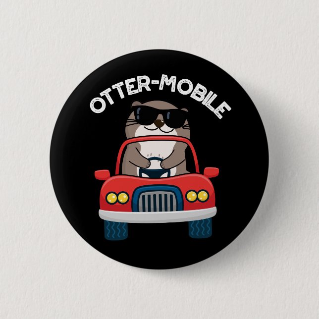 Macaron Rond 5 Cm Chaussure de voiture animal drôle Otter-mobile (Devant)