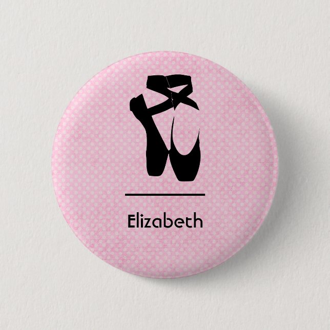Macaron Rond 5 Cm Chaussures de Ballet Noir Personnalisées En Pointe (Devant)