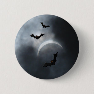 Macaron Rond 5 Cm Chauve-Chauve-Halloween éffrayante À Eclipse