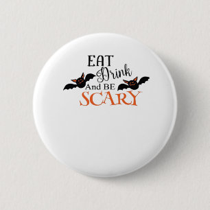 Macaron Rond 5 Cm Chauves-souris d'Halloween soient effrayantes Mème