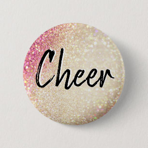 Macaron Rond 5 Cm Cheerleading Faux Gold and Pink Glitter