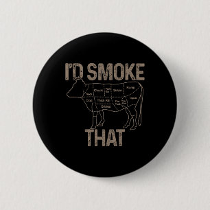 Macaron Rond 5 Cm Chef Boucher Cuisinier BBQ Je Fumerais Cette Vache