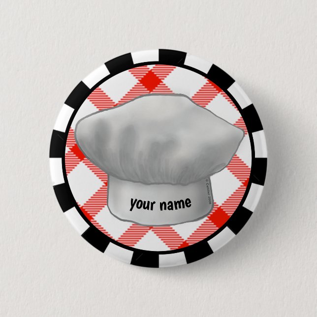 Macaron Rond 5 Cm Chef Casquette (Devant)