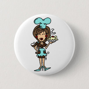 Macaron Rond 5 Cm Chef de pâtisserie féminin - T-shirts et cadeaux