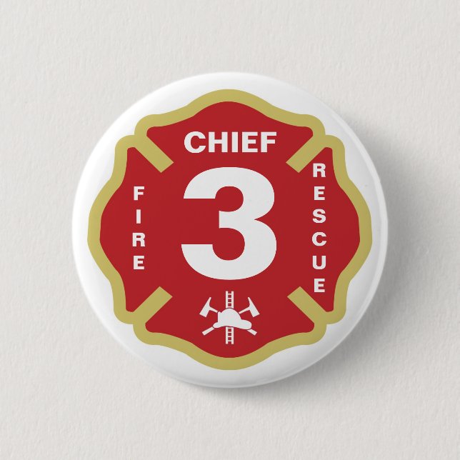 Macaron Rond 5 Cm Chef des pompiers de bouton d'insigne (Devant)