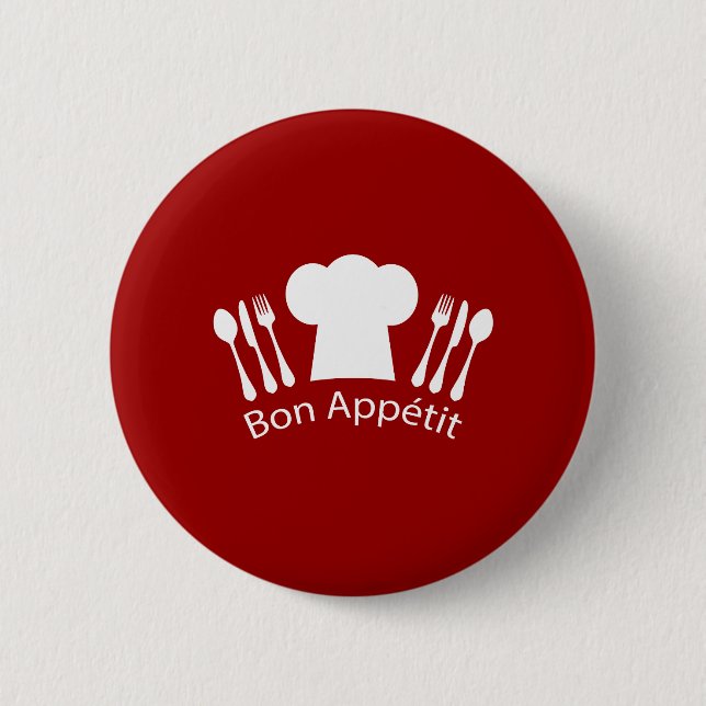 Macaron Rond 5 Cm Chefs français casquette et argenterie de (Devant)
