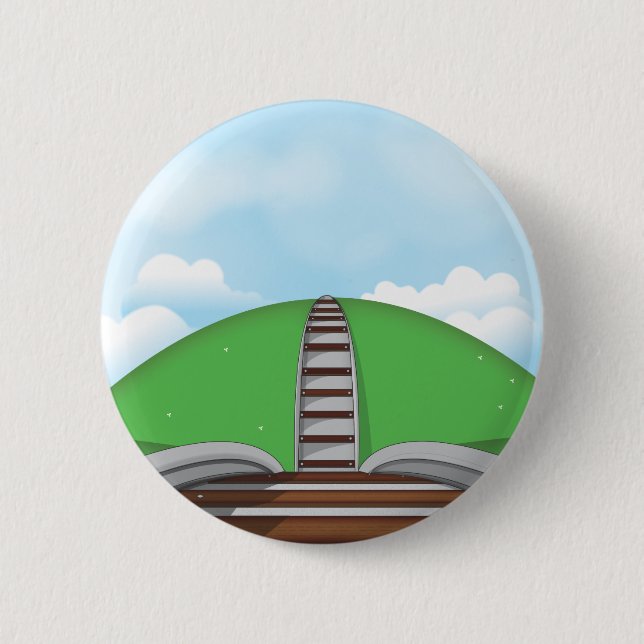 Macaron Rond 5 Cm Chemin de fer (Devant)