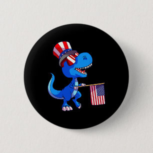 Macaron Rond 5 Cm Chemise 4 juillet dinosaure Drapeau américain Dino