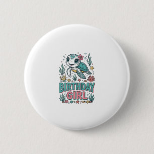 Macaron Rond 5 Cm Chemise à gravure vintage tortue marine de fille d