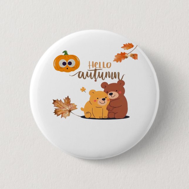 Macaron Rond 5 Cm Chemise Automne, Chemise Thanksgiving, Pumpki Auto (Devant)