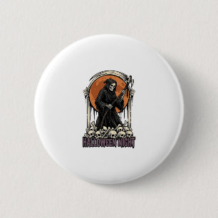 Macaron Rond 5 Cm Chemise blanche gravure vintage Halloween Faucheur