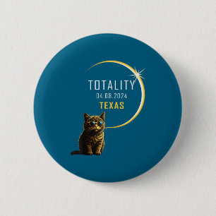 Macaron Rond 5 Cm Chemise Chat Éclipse Solaire Totale Texas