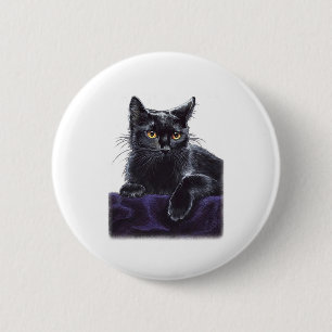 Macaron Rond 5 Cm chemise chat noir