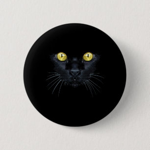 Macaron Rond 5 Cm Chemise Chat Noir Halloween Chat Yeux Jaunes Sombr