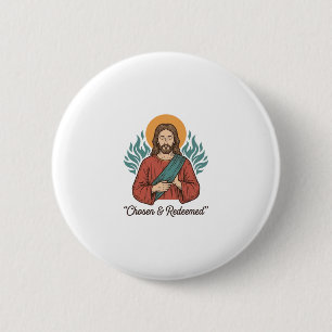 Macaron Rond 5 Cm Chemise chrétienne vintage Jésus choisie et rachet