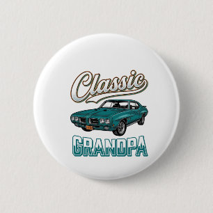 Macaron Rond 5 Cm Chemise Classique de Grand-Père de Voiture Vintage
