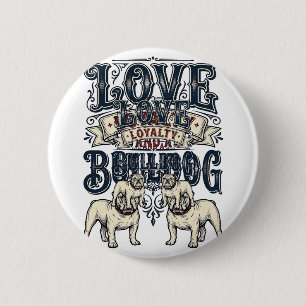 Macaron Rond 5 Cm Chemise d'amour Bulldog Gravure vintage Citation d