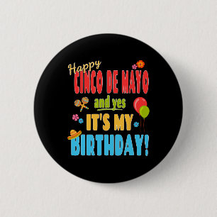 Macaron Rond 5 Cm Chemise d'anniversaire Cinco De Mayo - Naissance l